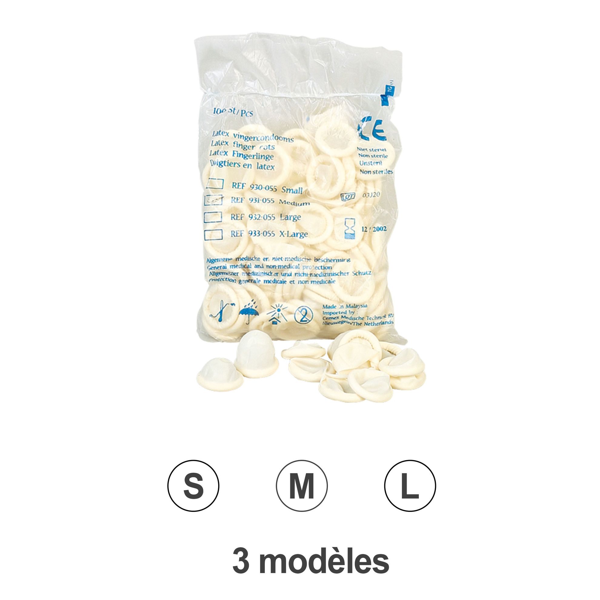 Doigtier Latex Roulé Non Stérile En Sachet de 100 Doigtier Latex Roulé Non Stérile En Sachet de 100
